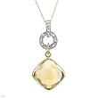 Necklace With 6.00ctw Precious Stones - Genuine Citrine and Diamonds Crafted in Yellow Gold Length 18in