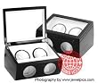 Automatic Double Watch Winder Black Satin Finish Two Holders Wall Timer For Rolex, Omega, Movado, Baume Mercier, Vacheron, etc.