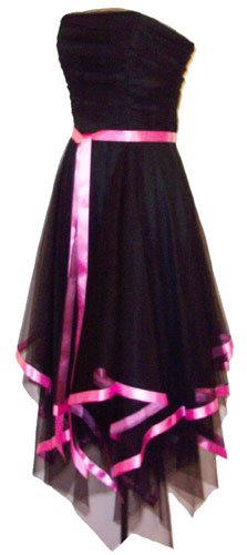 strapless fairy mesh formal gown ribbon trim   xs