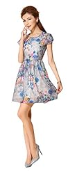 Petite Chiffon/Organza Cocktail Vintage Floral Print Mini Dress 