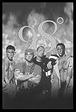 98 Degrees (Group with Fire) Gold Wood-Mounted Music Poster Print - 24