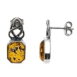 Sterling Silver Celtic Design Amber Earrings