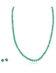 Freshwater Cultured Button Pearl Necklace and Studs Set with Stainless Steel Clasp (6-7mm), 18+2" Extender