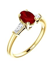 14K Yellow Gold 7.00x5.00mm Oval Cut Ruby and Diamond Ring -- LIFETIME WARRANTY
