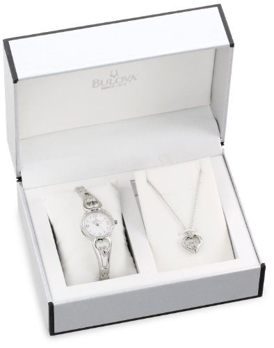 Bulova Womens 96X122 Bracelet Watch and Pendant Set