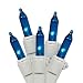 Set of 150 Heavy Duty Blue Mini Christmas Lights - White Wire Connect 6