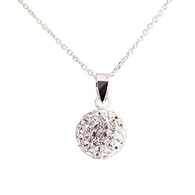 DECORUM JEWELLERY beautiful illuminous 10 mm ball necklace on 45 or 40cm rolo chain. Made with solid sterling silver 925 and Swarovski crystals. Comes in the Pretty Decorum Jewellery/Sterling Silver925 Gift Box. Please select your preferred length.