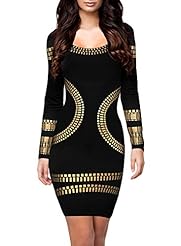 Cutout Sequined Above the Knee Long Sleeves General Print Polyester/Rayon/Spandex Evening Dress/Wedding Party Dress 