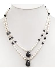 2 Strands Natural Fantastic Pearl & Faceted Sapphire Drops Beaded Necklace
