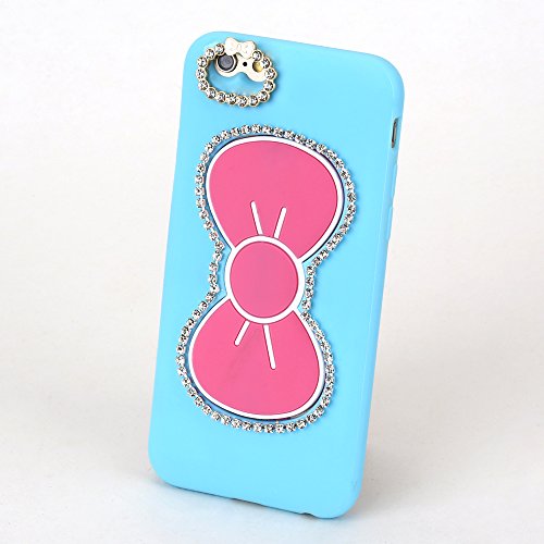 iPhone 6 Case,E-Age Personality Cute TPU Case Skin Cover With Bowknot Kickstand Compatible with iPhone 6 4.7" (Light Blue)