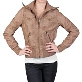 Hailey Jeans Co Juniors High Collar Zippered Faux Leather Jacket