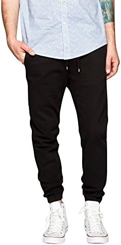 HOUSE OF TRIOT Mens Twill Jogger Pants, Black, Small