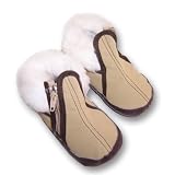 Infant Toddler Boy's Beige Boots With Brown Trim and White Fur
