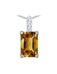 Original Star K (tm) Large 14x10mm Emerald Cut Simulated Imperial Yellow Topaz Pendant in 925 Sterling Silver