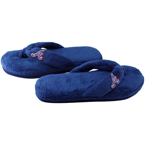 Atlanta Braves Ladies Navy Blue Plush Thong Slippers (9/10)
