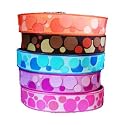 Designer's Glow-in-the-Dark 3-D Embossed Dog Collar - Polka Dots - Sky Blue/M (13"-18")