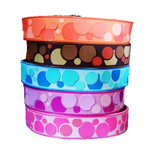 Designer's Glow-in-the-Dark 3-D Embossed Dog Collar - Polka Dots - Sky Blue/M (13