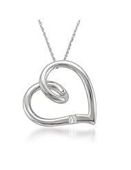 10k White Gold Princess-cut Diamond Accent Heart Pendant Necklace (H-I, I1-I2)