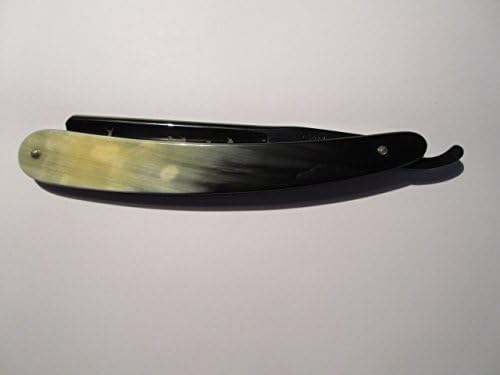 Wacker Huntsman 7/8" Straight Razor, Square Tip w/Radius, Black Chrome, Etched Blade, Horn Scales