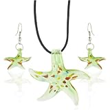Green Starfish Murano Glass Earrings Set