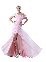 V-neck Short Sleeves Floor Length Charmeuse/Chiffon Backless Evening Dress 