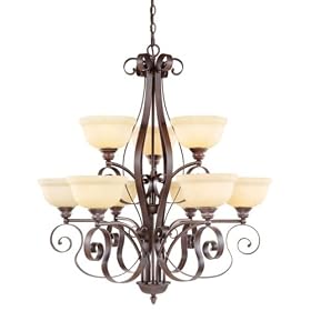 Manchester - 9 Light Uplight Chandelier Lighting Fixture - Imperial Bronze - B1803 by Livex Lighting