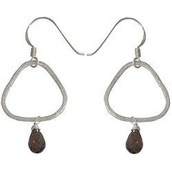Sterling Silver Garnet Drop-earrings Jewelry 2 Inches