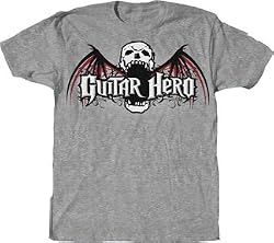 Guitar Hero Skull Bat Gray T-shirt Tee
