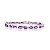 BRILLIANT GENUINE AMETHYST & DIAMOND 14K WHITE GOLD BRACELET