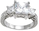 Antique Replica Engagement Ring Vintage Style Crafted in Sterling Silver (Sizes 5 6 7 8 9)