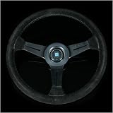 Nardi Classic 330mm Steering Wheel - Black Suede / Black Spokes / White Stitch