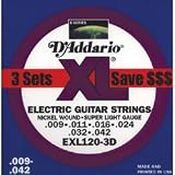 Musical Instruments : D'Addario 3-Pack Elec Gtr Xl Sup Lite