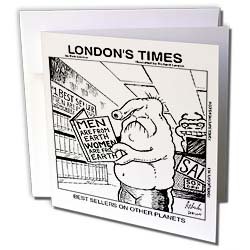 Londons Times Famous People Places Books Cartoons - BEST SELLERS ON OTHER PLANETS - Greeting Cards-6 Greeting Cards with envelopes