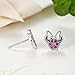 Presentski Sterling Silver Minnie Mickey Mouse Stud Earrings Fuchsia Color