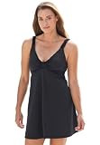 Jessica London Plus Size Knot Front Swimdress Jet Black,14