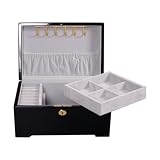 Jewelry Box with Black Enamel Body and Italian Wood