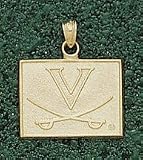 Virginia Cavaliers Square "V with Sabres" Pendant - 10KT Gold Jewelry