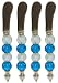 Decorative Pate Knife with Clear and Aqua Blue Glass Bead Handle Set of Four