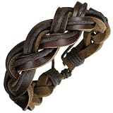 Mens Brown Leather Braided Bracelet