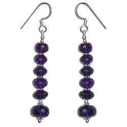 Amethyst Jewelry Silver Earrings for Women 2.25 inches (erg048)
