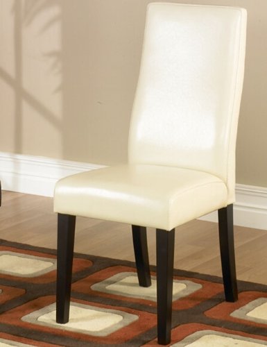 Armen Living 341 Cream Leather Dining Side Chair