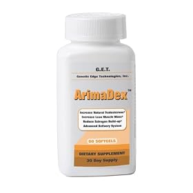 ArimaDex-G.E.T Estrogen Blocker/ Testosterone Booster w/ Resveratrol, 60 Softgels