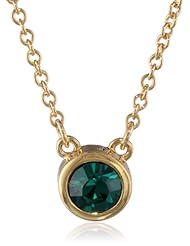T Tahari "Essentials" Gold and Emerald Signature Pendant Necklace, 16"
