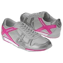 Diesel Women's Paramark Lace-up Sneaker,Silver/Rose Red,7 M US
