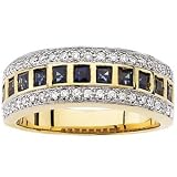 PRE-HOLIDAY SALE!!! 10% OFF 14K Yellow Gold Sapphire and Diamond Ring/Anniversary Band