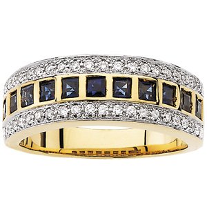 Genuine IceCarats Designer Jewelry Gift 14K Yellow Gold Wedding Band Ring Ring. 1/5 Ct Tw Bridal Genuine Sapphire/Diamond Anniversary Band 1/5Ctw Sapphire/Dia Anniv Band In 14K Yellowgold Size 7