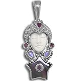Sterling Silver Goddess with Black Mother-of-Pearl Star Pendant by Sajen