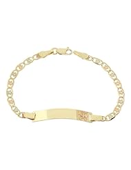 14k Tricolor Gold, Butterfly Flower Kids Childrens ID bracelet 6mm Wide