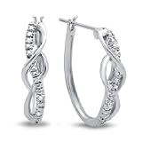 Sterling Silver and Diamond Twist Infinity Hoop Earrings