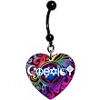 Rainbow Coexist Heart Dangle Belly Ring